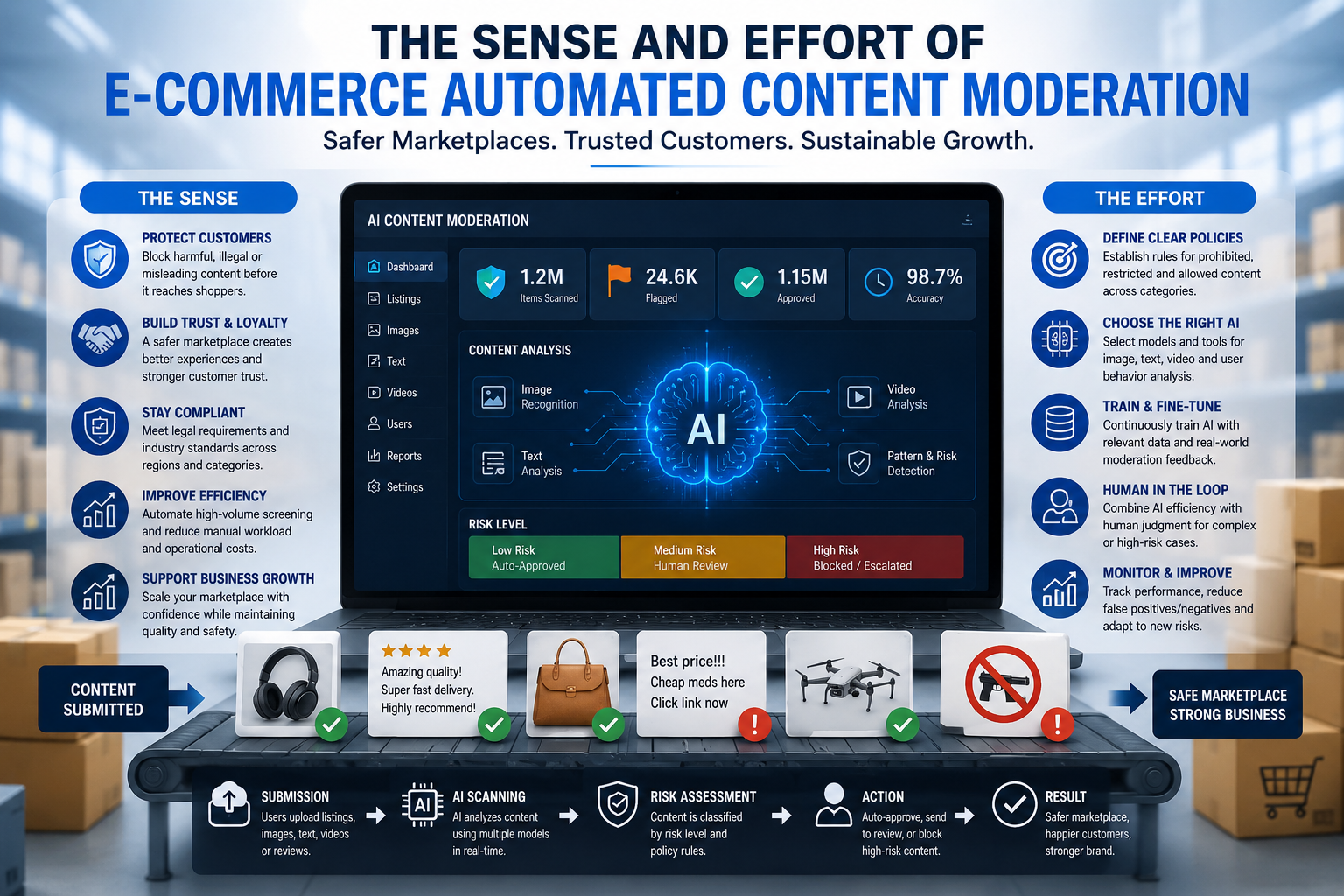 Discover why e-commerce automated content moderation is essential for safer marketplaces, better customer experiences, regulatory compliance, and scalable online commerce.