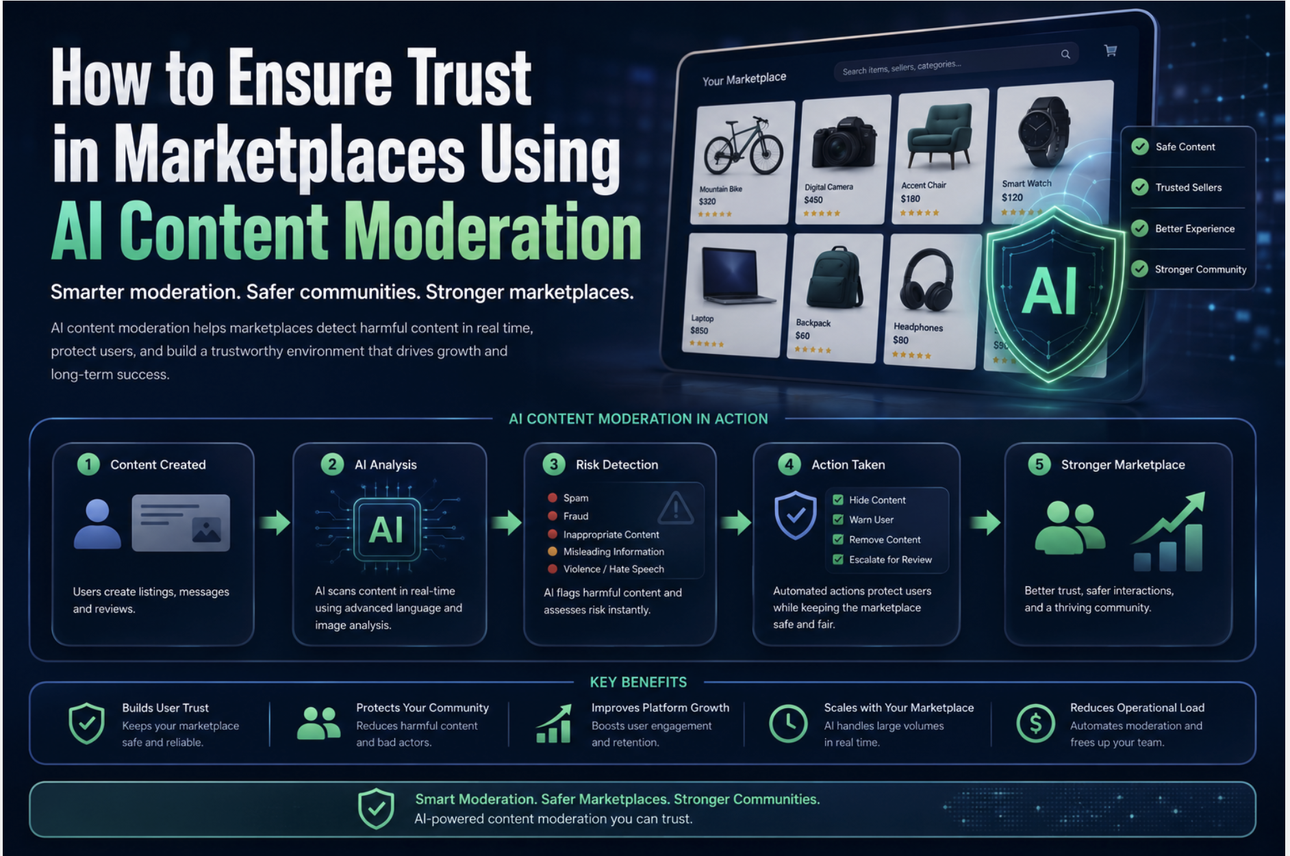 How to Ensure Trust in Marketplaces Using AI Content Moderation Discover how AI content moderation helps online marketplaces build trust, prevent fraud, improve user safety, and create a secure buying and selling environment.