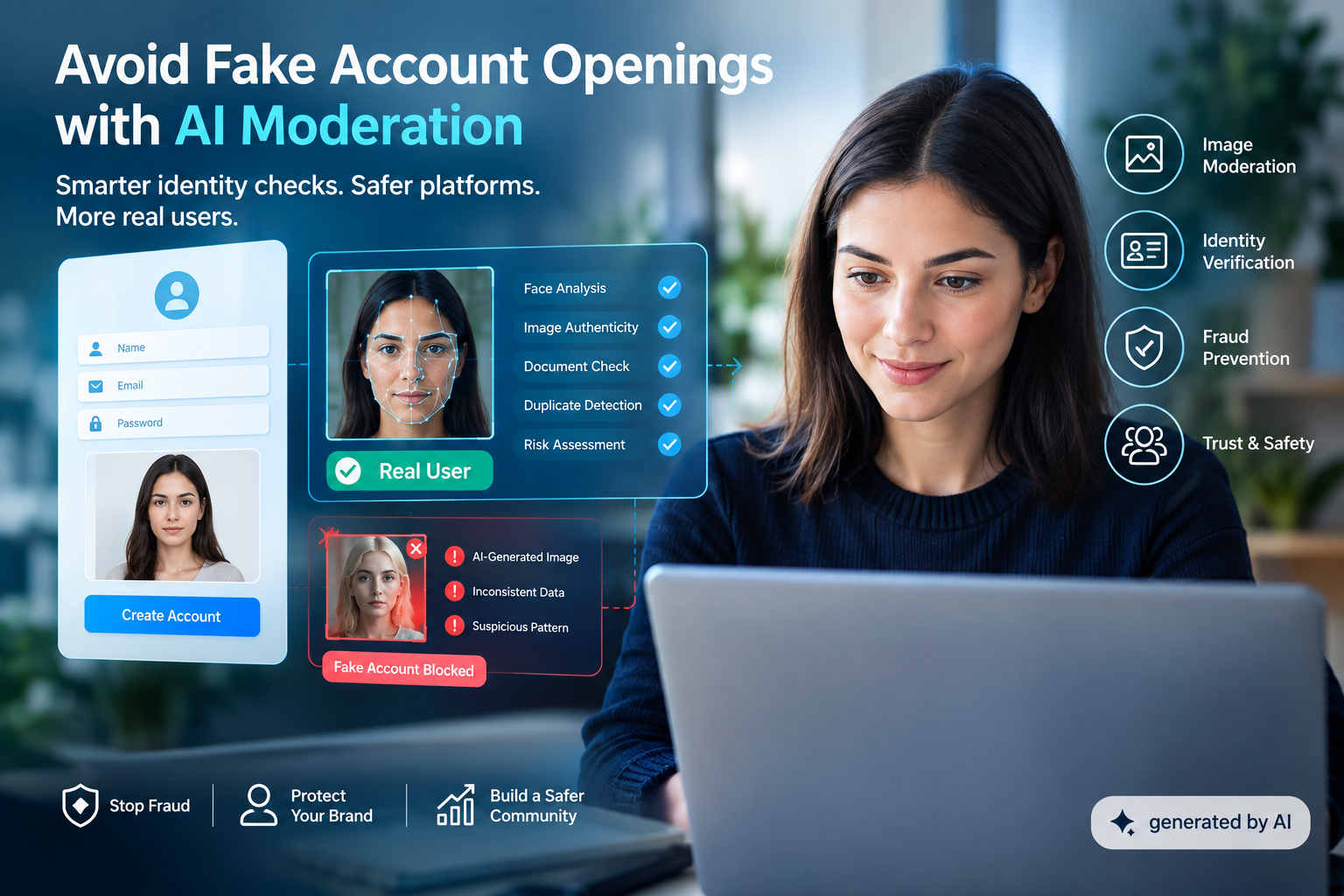 Avoid Fake Accoint Openings Avoid Fake Account Openings with AI Moderation: How AI Helps Businesses Prevent Fraud and Protect Digital Platforms Introduction: The Growing Challenge of Fake Account Openings