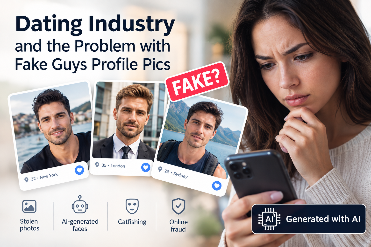 Discover how fake guys profile pics, AI-generated faces and stolen photographs are challenging the dating industry — and how AI image moderation and identity verification can improve dating platform safety.